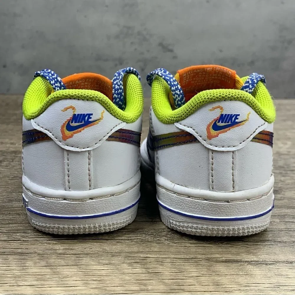 ‎Nike~Infants~Air Force 1 Low LV8 TD~White/Multi-Color Sneakers~Size 4C